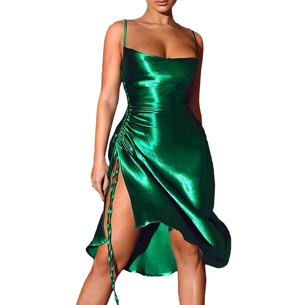 Satin Emerald Green Dress